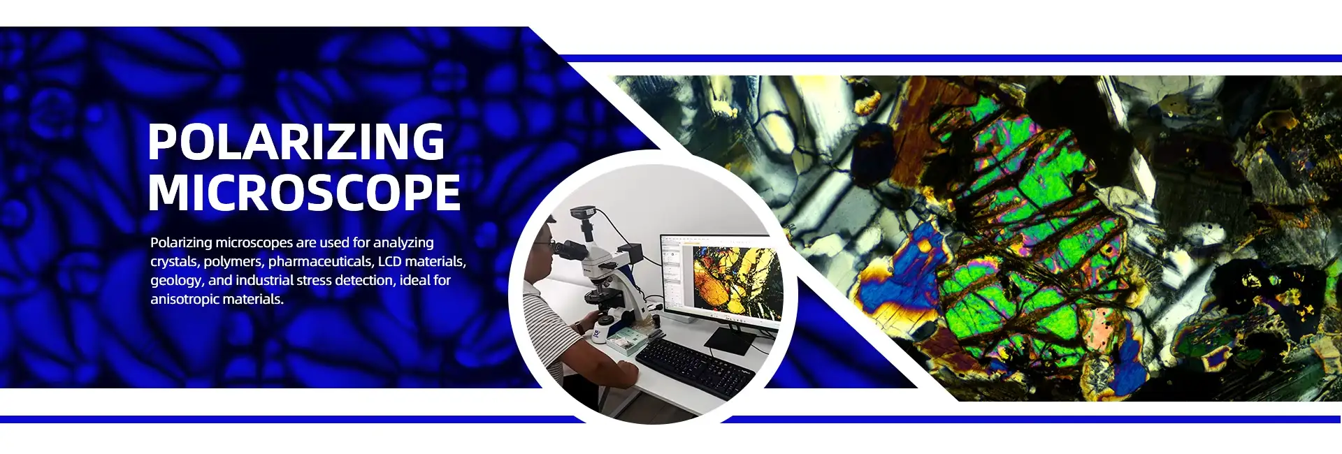 Murzider polarizing microscope for material analysis and laboratory research