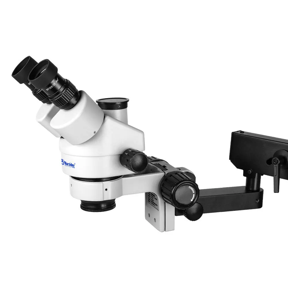 Murzider MSD205-C-4K Trinocular Stereo Microscope with Blue 4K Camera and Table Base Stand