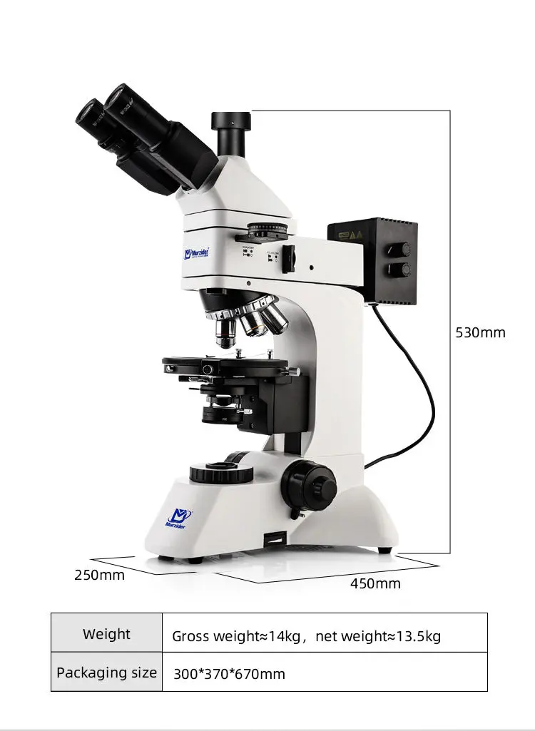 material-analysis-polarizing-microscope-msd460-dimensions MSD460 polarizing microscope dimensions and optical structure