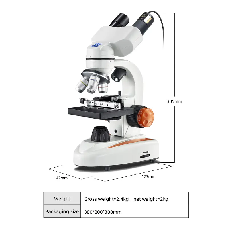 Educational biological microscope dimension and structure diagram
