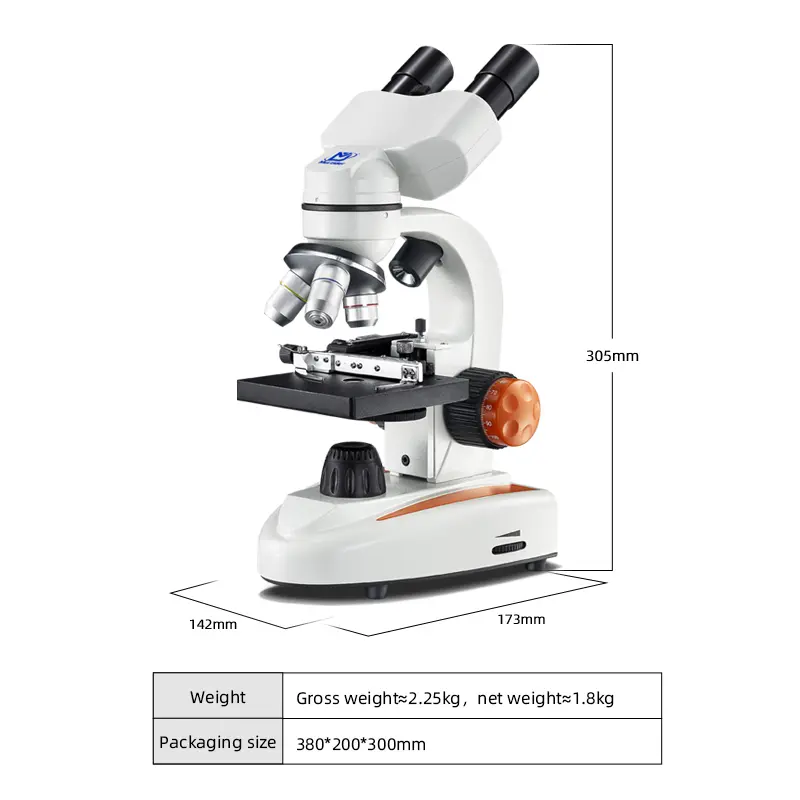 Student biological microscope dimension and structure diagram
