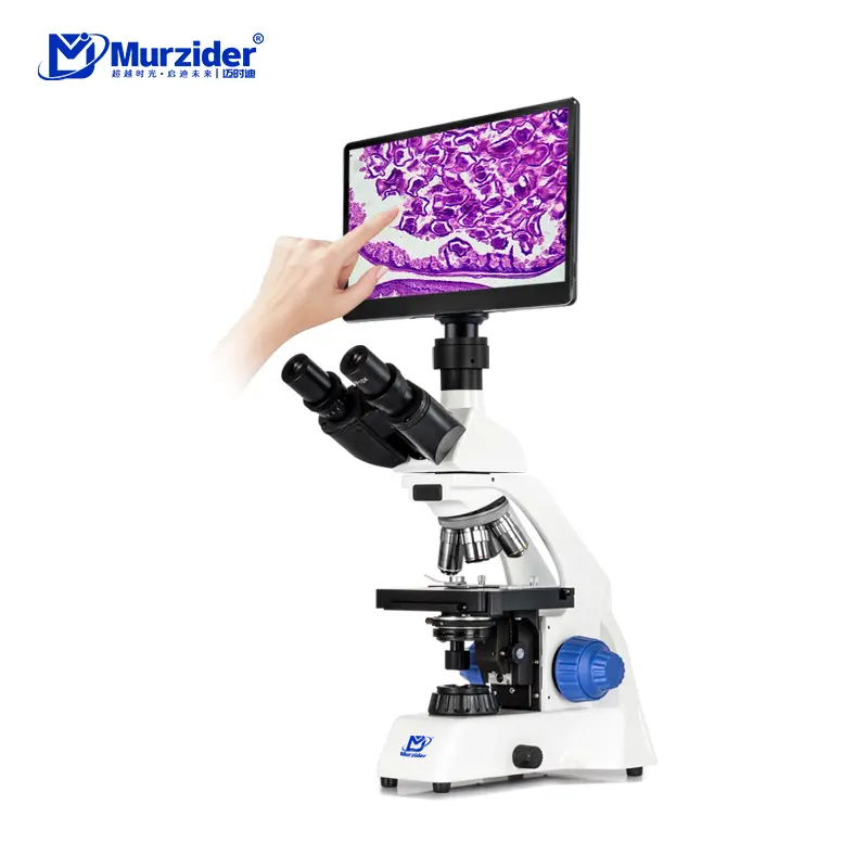 MSD1125 trinocular microscope with 10.5-inch touch screen front view