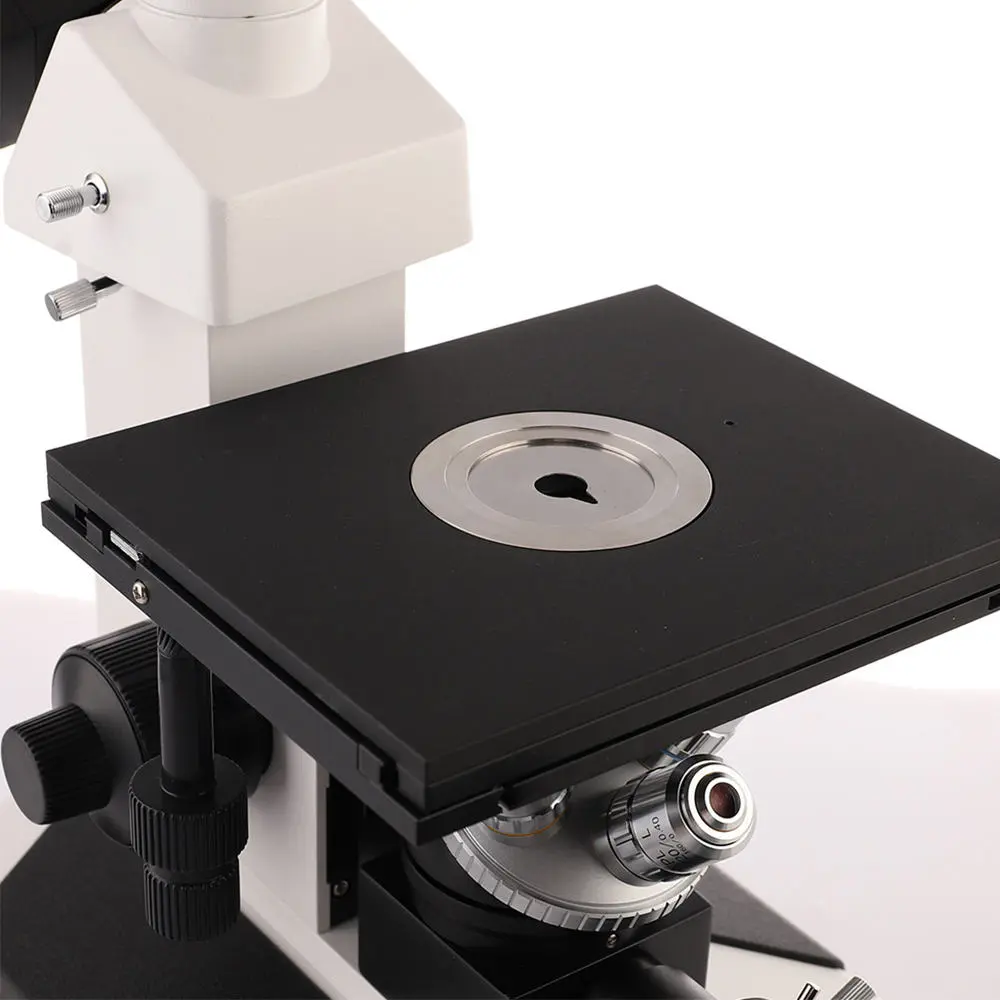 Large working stage of metallurgical microscope for heavy samples