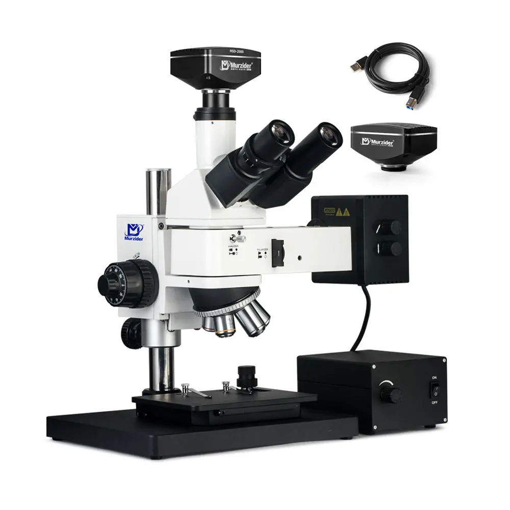 Column metallurgical microscope 50X-500X with 20MP camera for industrial inspection