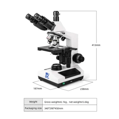 Biological microscope dimensions overview