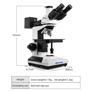 Dimensions of MSD4300-T trinocular metallurgical microscope