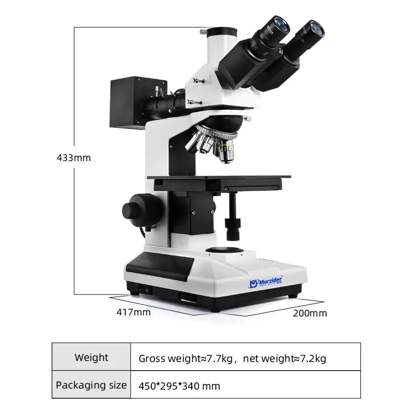 Dimensions of MSD4300-T trinocular metallurgical microscope