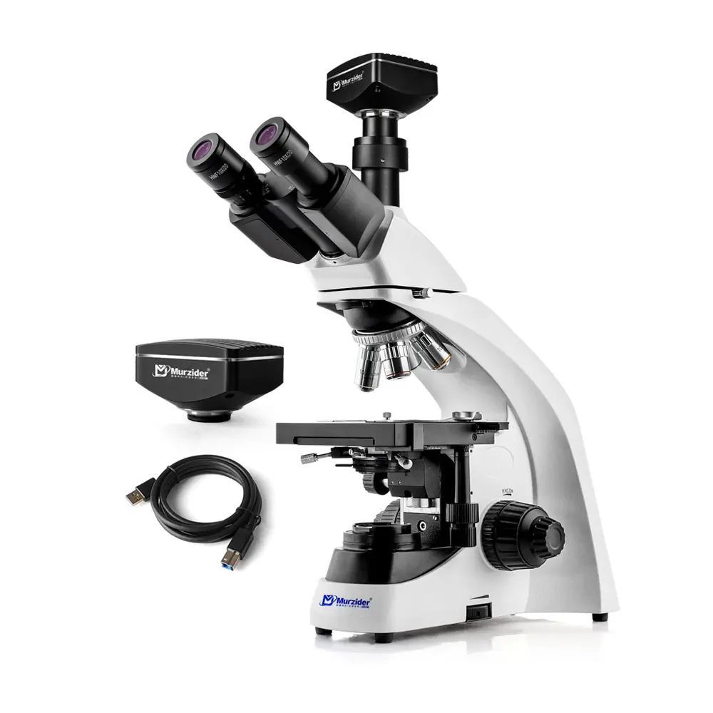 MSD501-1000 trinocular 10MP microscope front view
