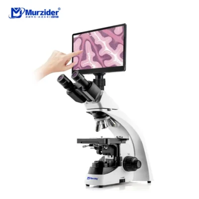 MSD501 trinocular microscope with 10.5-inch touch screen front view