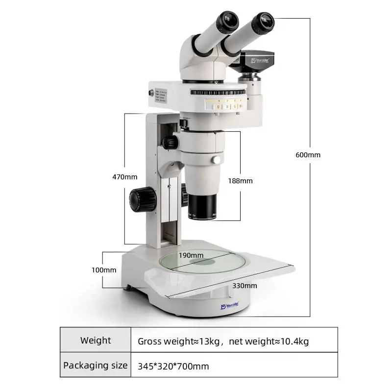 msd516-830-fluorescence-microscope-dimensions Dimensions of MSD516-830 UBG fluorescence stereo microscope