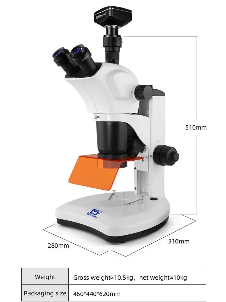 Dimensions of MSD540-2000 scientific stereo fluorescence microscope