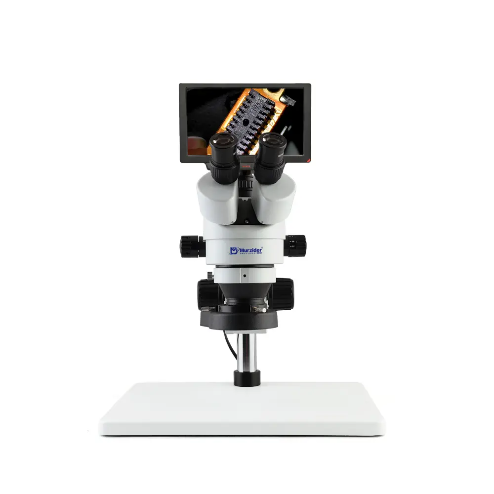 Murzider MSD202 stereo microscope with 9 inch camera display for electronic inspection