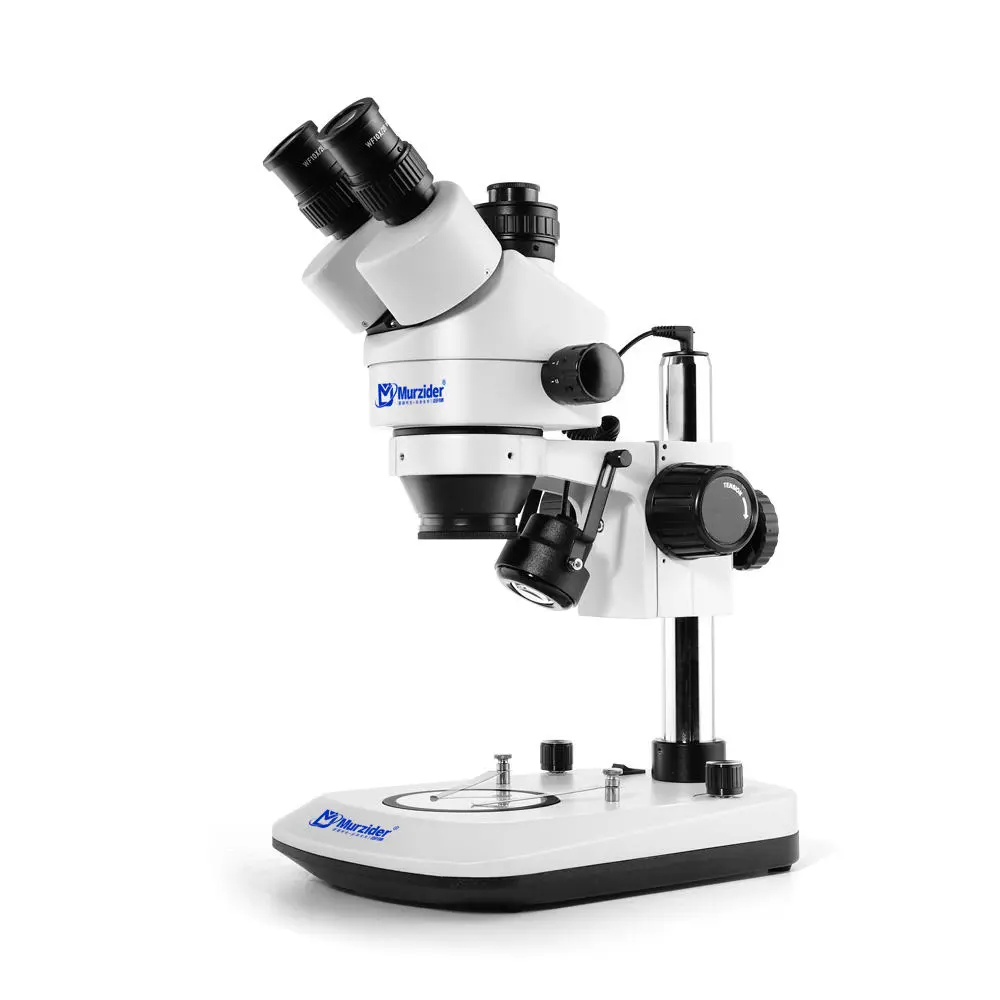 Murzider MSD202-B8-T jewelry stereo microscope front view with dual light
