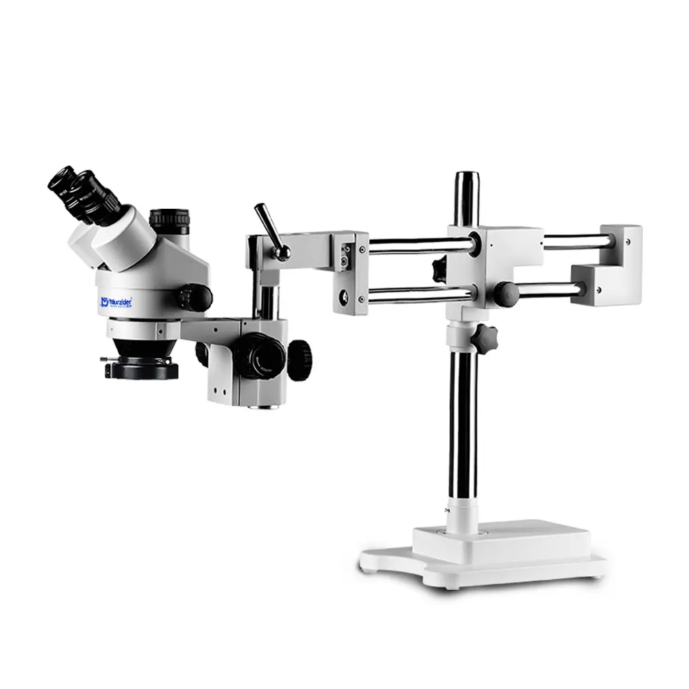 Murzider MSD204-B trinocular stereo microscope with dual arm stand for lab inspection and assembly