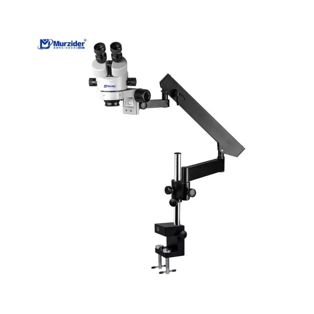murzider-msd205-t-b-swing-arm-stereo-microscope Murzider MSD205-T-B trinocular stereo microscope with swing arm clamp stand for inspection and assembly