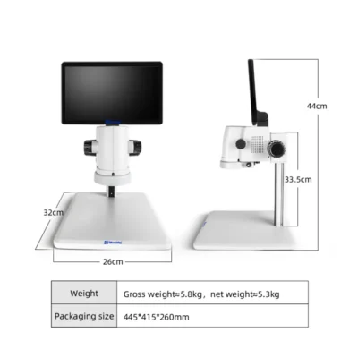 murzider-msd206-lcd-repair-microscope-dimensions Dimensions of Murzider MSD206 LCD repair microscope with integrated display