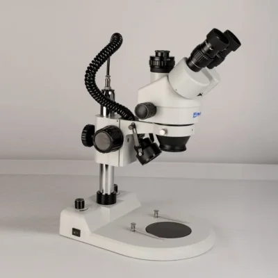 Side angle view of Murzider MSD207 stereo microscope for PCB inspection
