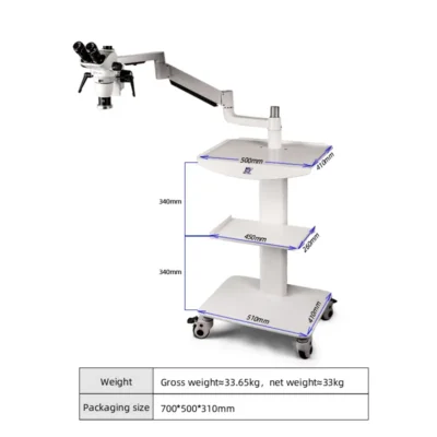 murzider-msd208-dental-stereo-microscope-dimensions Dimensions of Murzider MSD208 dental stereo microscope with boom arm stand