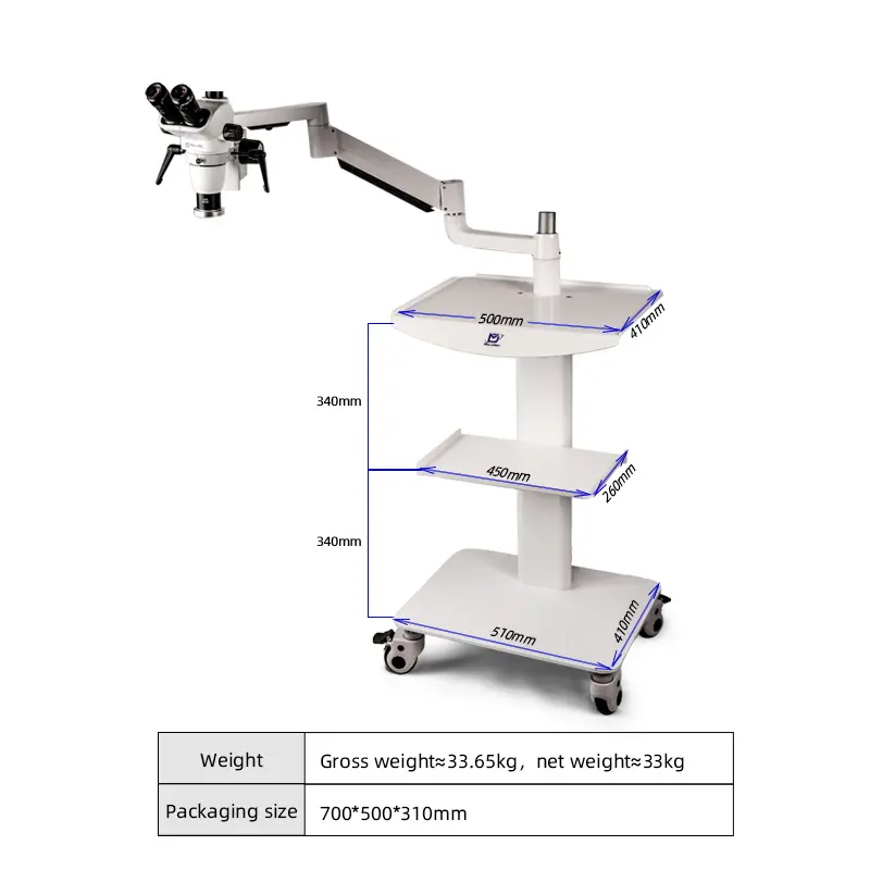 Dimensions of Murzider MSD208 dental stereo microscope with boom arm stand