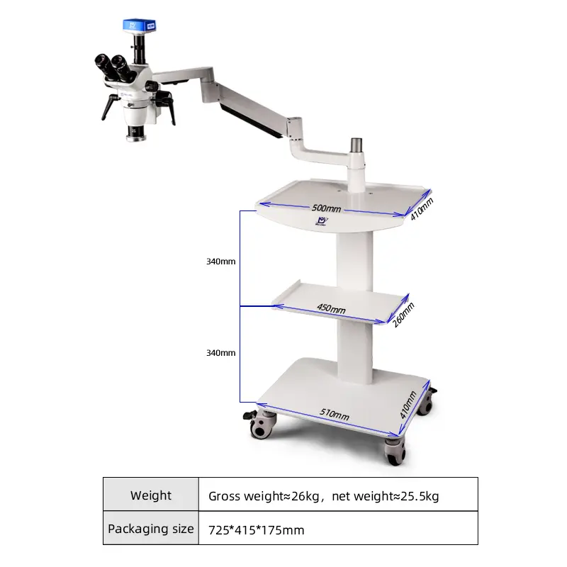 Dimensions of Murzider MSD208-T-4K dental operating microscope with 4K imaging system