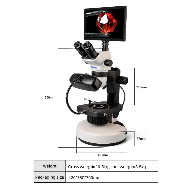 Dimensions of Murzider MSD210-11.6YT jewelry monitor microscope for lab and jewelry inspection