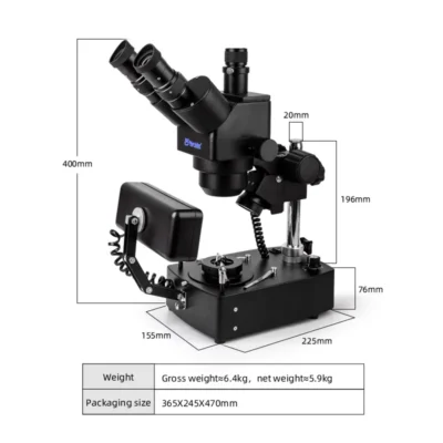 murzider-msd221-jewelry-zoom-microscope-dimensions Dimensions of Murzider MSD221-T continuous zoom jewelry microscope for lab inspection
