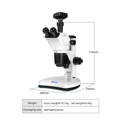 Dimensions of Murzider MSD9224-2000W stereo microscope 7X–63X zoom for laboratory use
