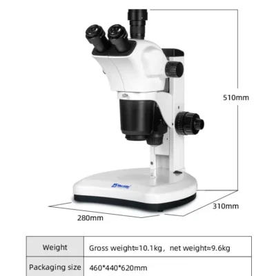 Dimensions of Murzider MSD9224 high magnification stereo microscope for laboratory and inspection use