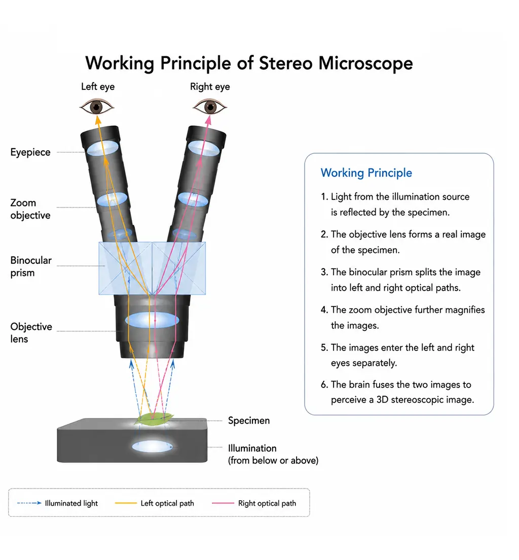 Working Principle of Murzider Stereo Microscopes