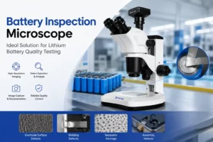 Battery inspection microscope for lithium battery quality testing and defect detection