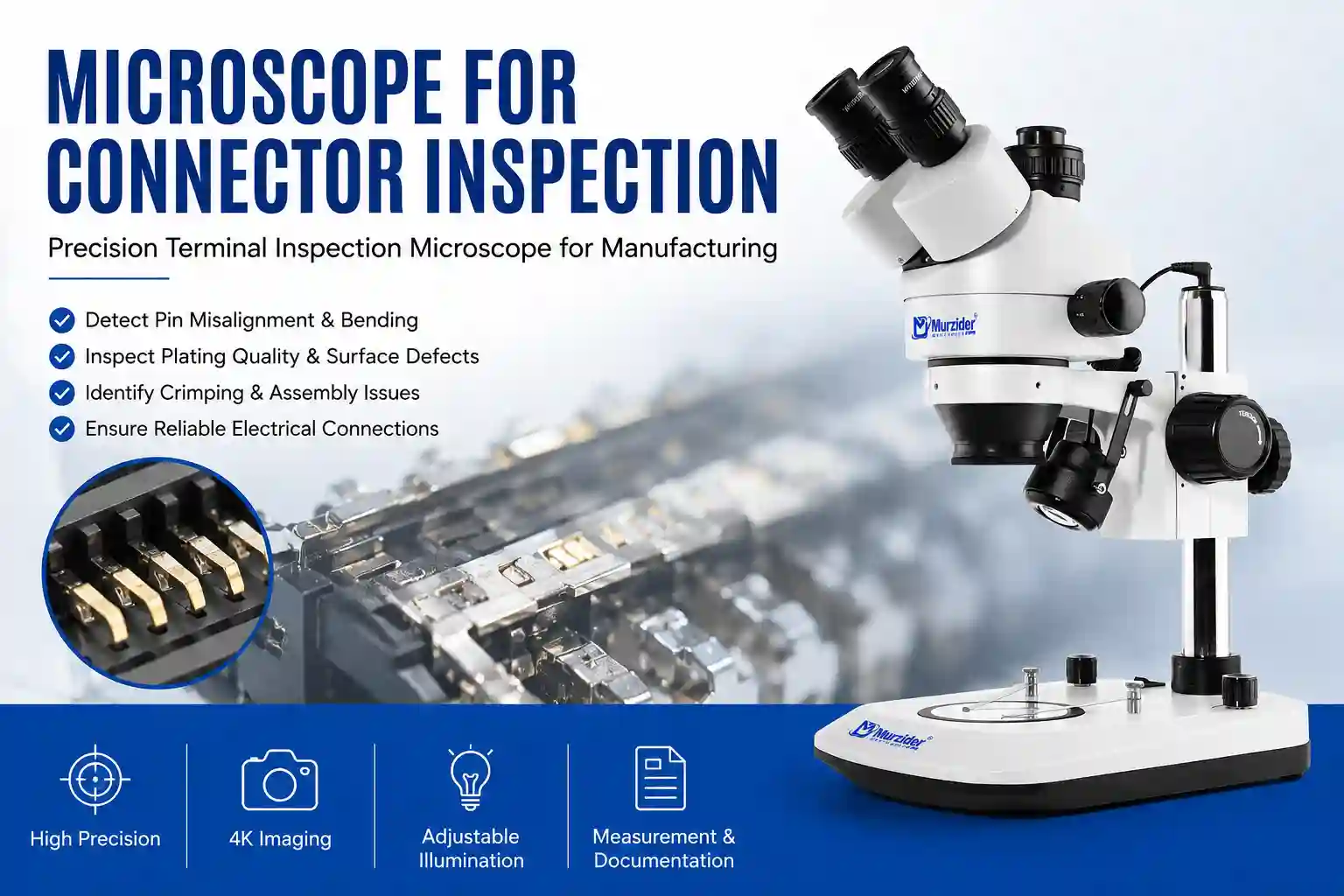 Connector Inspection Microscope for Terminal Quality Control and Precision Manufacturing