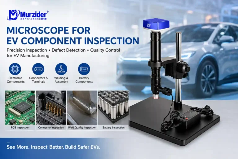 EV component inspection microscope for electric vehicle manufacturing quality control