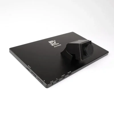 11.6-inch microscope display screen back view with interface and connection ports