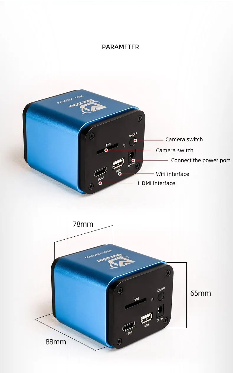 MSD-1080PHD 1080P microscope camera dimensions and product specifications