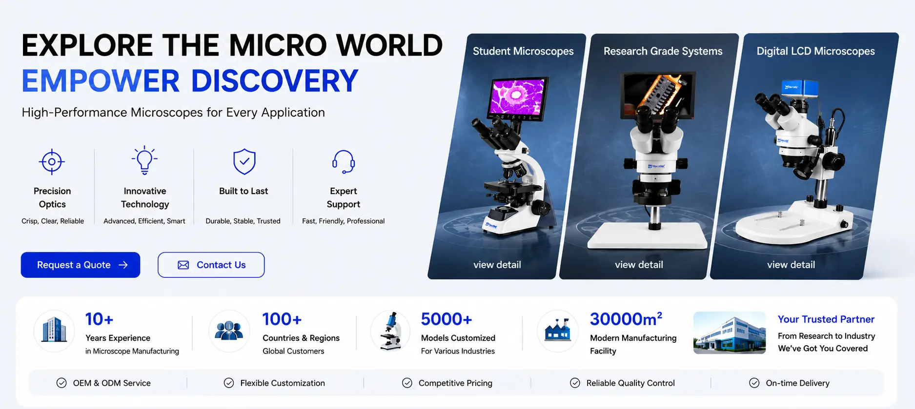 Microscopes for every application direct from factory